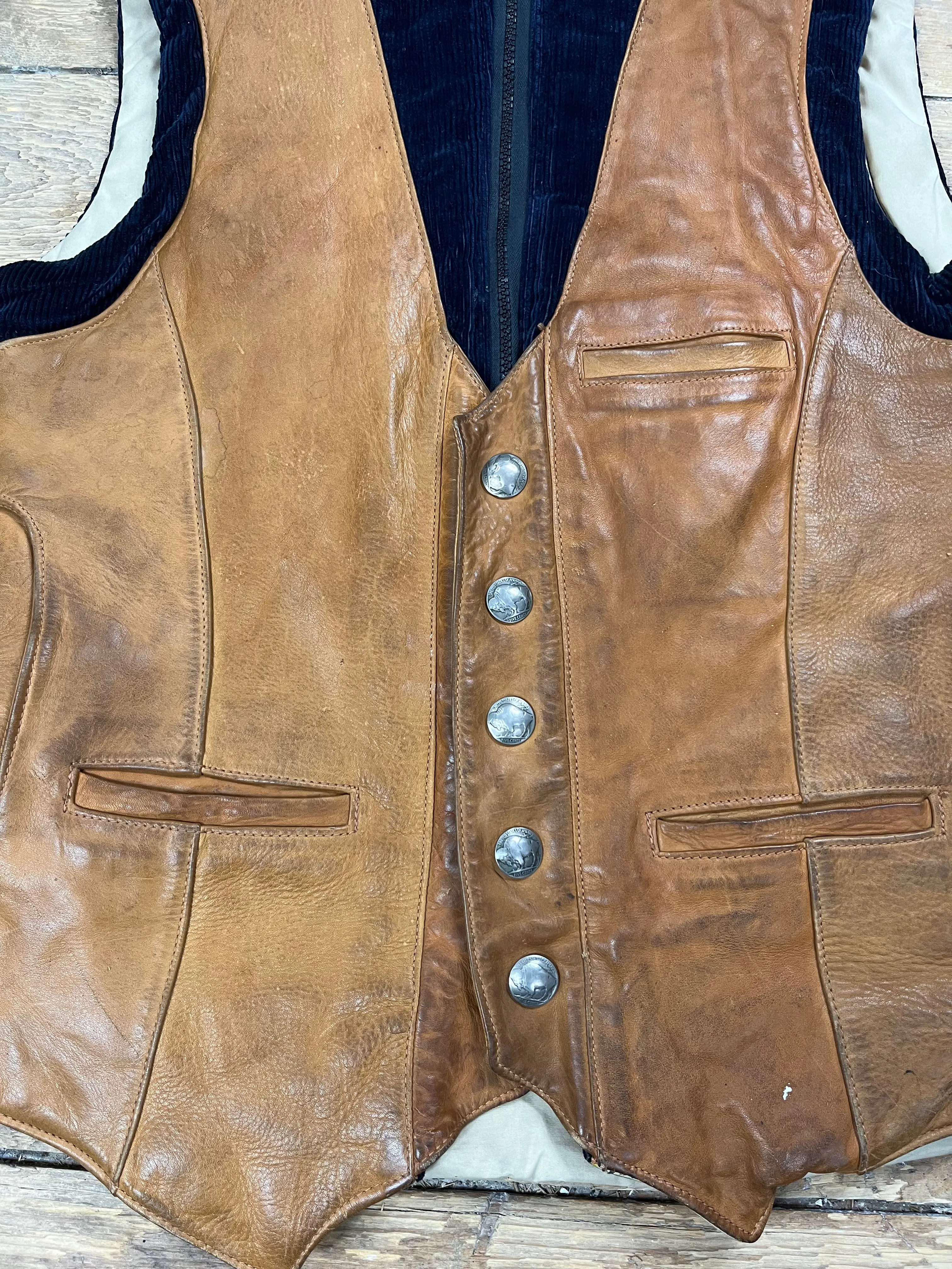 1970s Leather and Corduroy Vest by Storm Mountain Sportswear