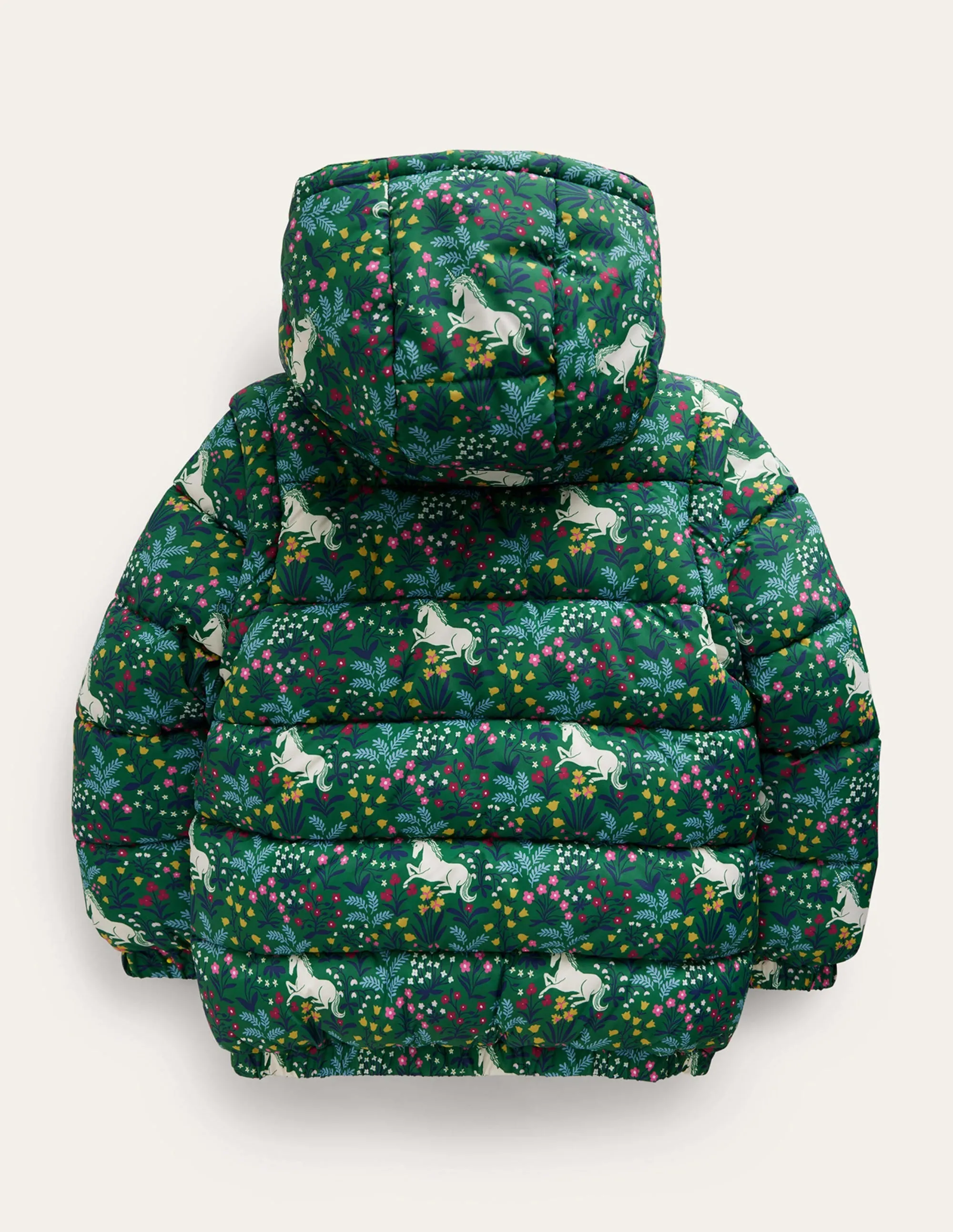 2-in-1 Padded Coat-Deep Green Unicorn Meadow