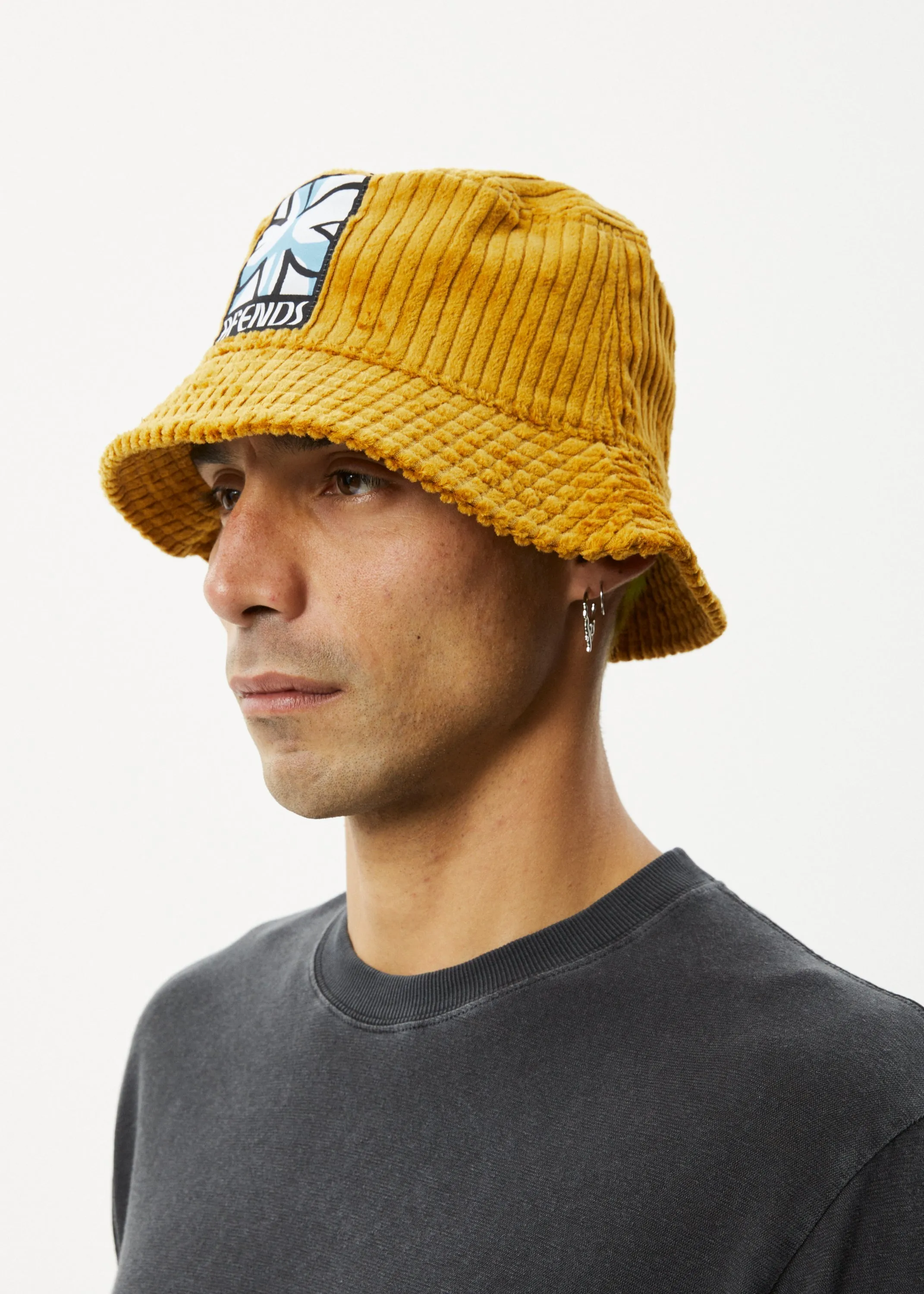 AFENDS Unisex Waterfall - Corduroy Bucket Hat - Mustard