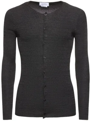 Alexander McQueen   Rib knit silk cardigan 