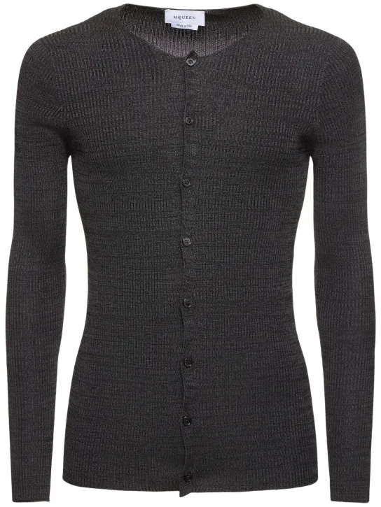 Alexander McQueen   Rib knit silk cardigan 