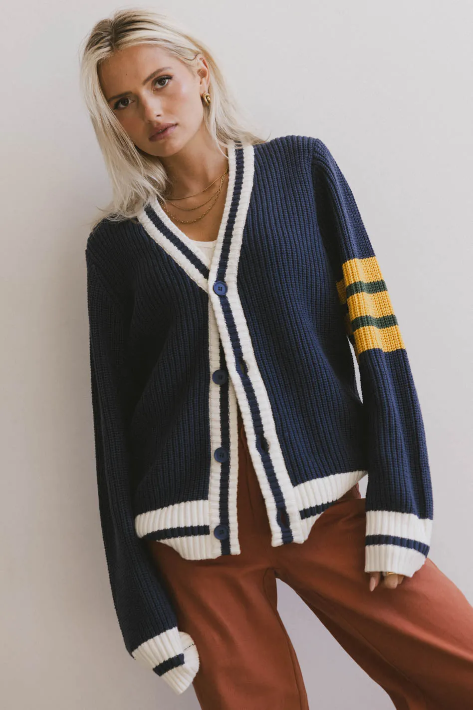 Aurelia Knit Cardigan in Navy