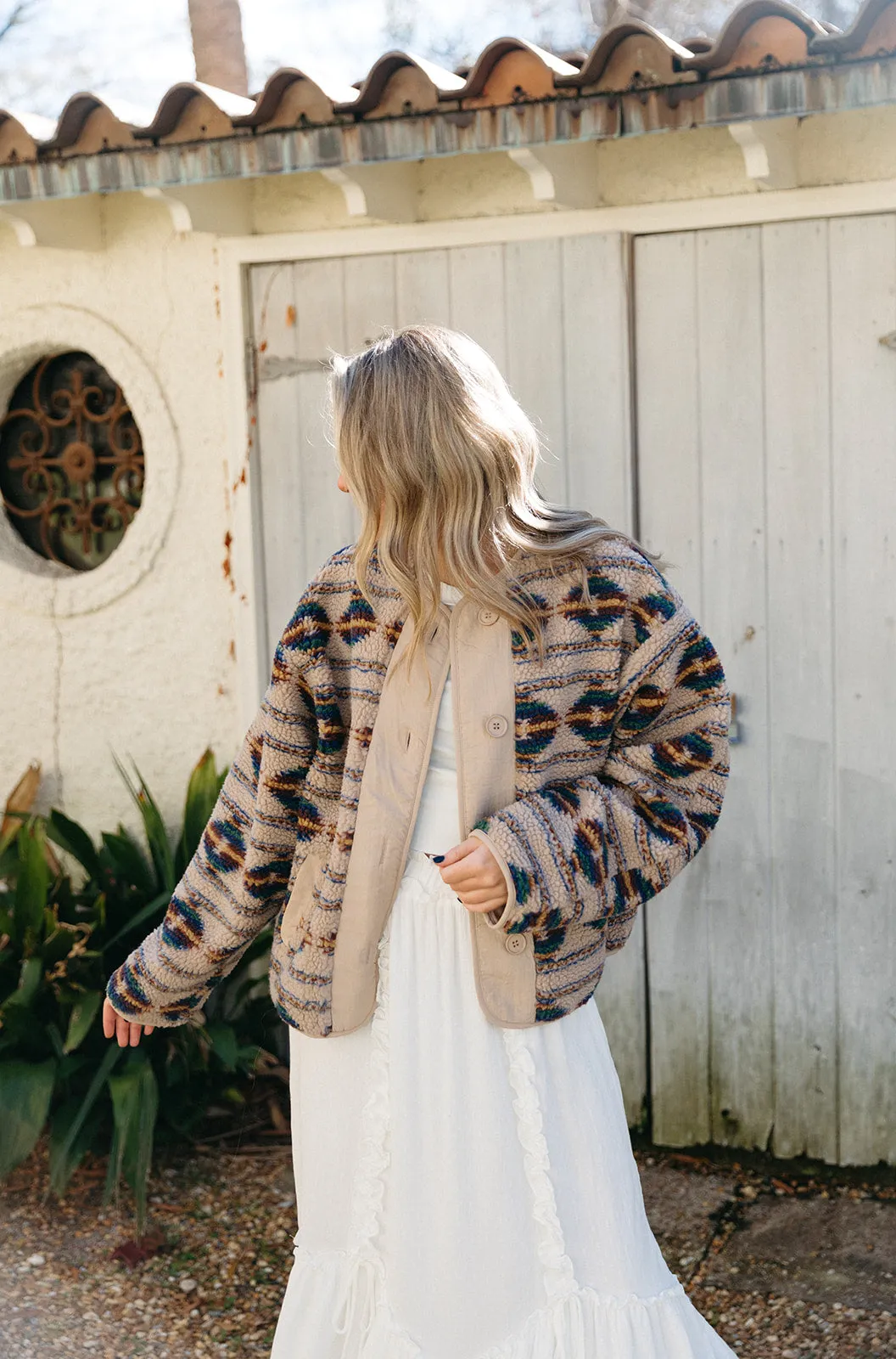 Aztec Sherpa Jacket - Brown/Multi