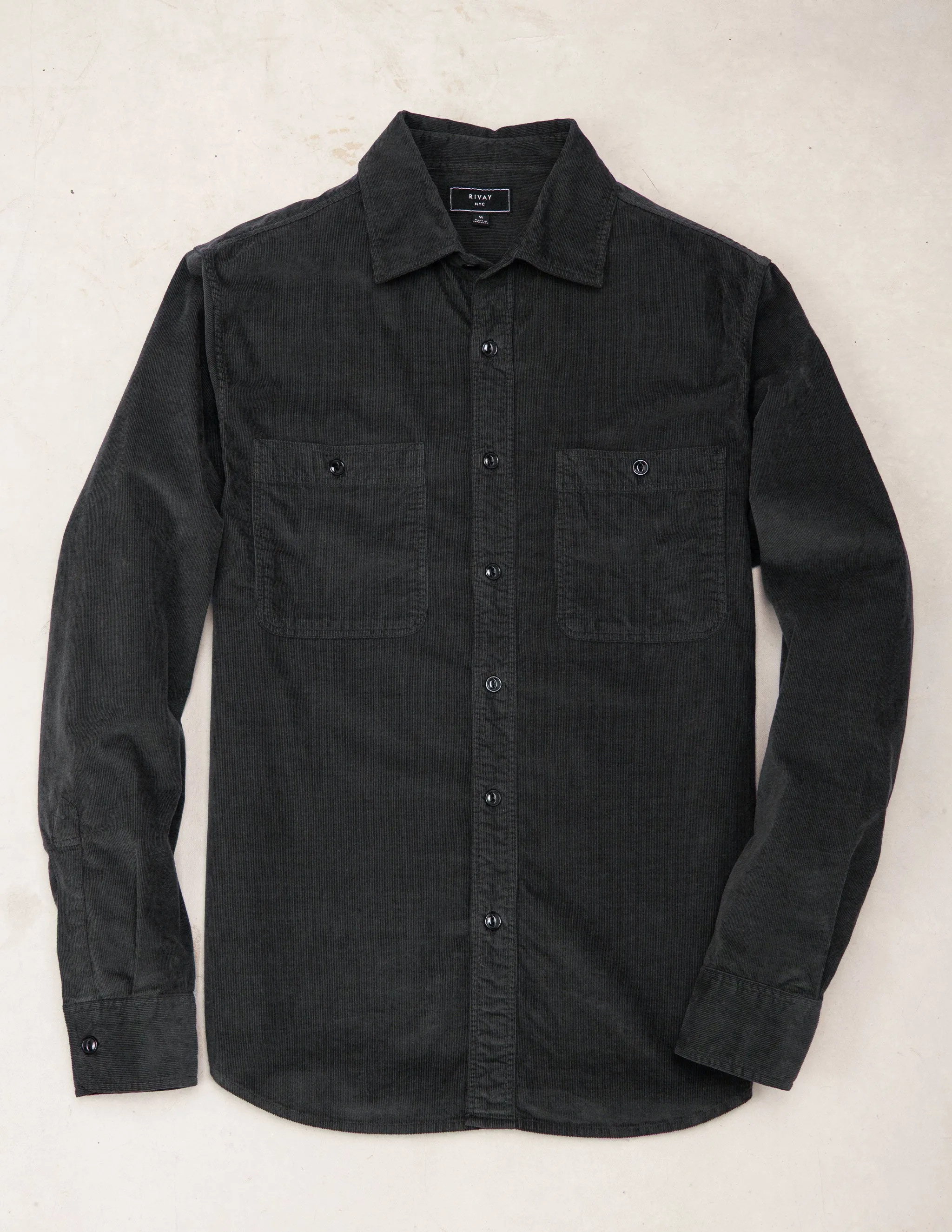 Barnes Garment Dyed Corduroy Workshirt in Shadow