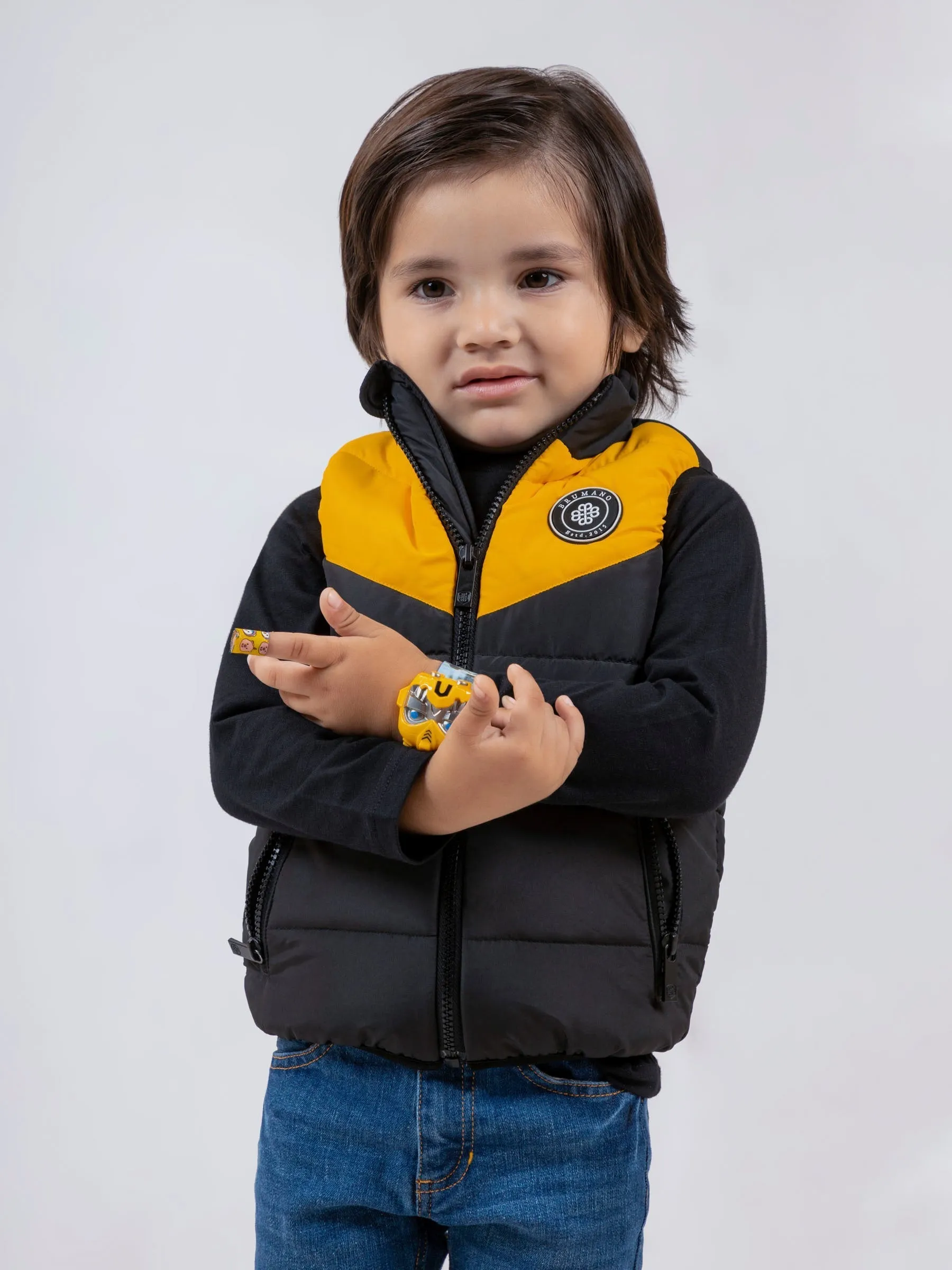 Black & Yellow Quilted Sporty Casual Gilet - Unisex