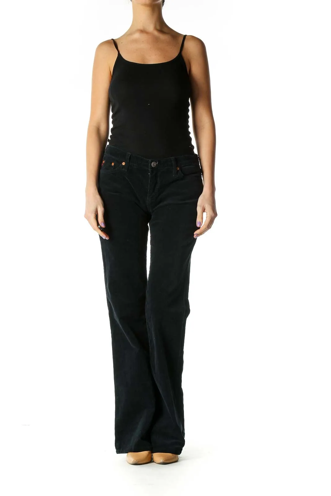 Black Corduroy Wide-Leg Pants