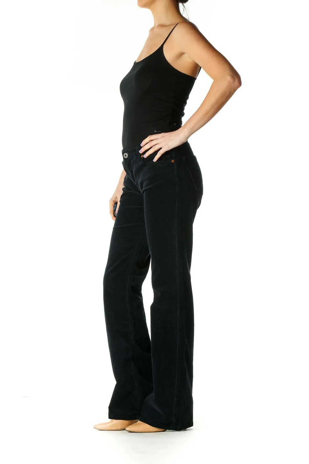 Black Corduroy Wide-Leg Pants