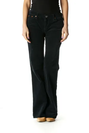 Black Corduroy Wide-Leg Pants