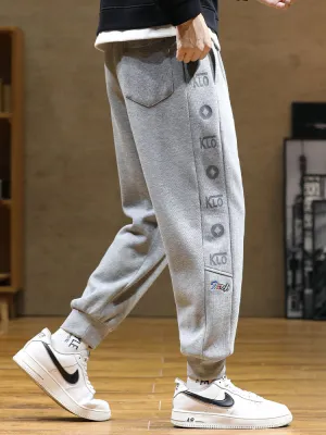 Black Grey Embroidery Jogger Sweatpants