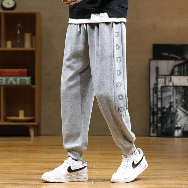 Black Grey Embroidery Jogger Sweatpants