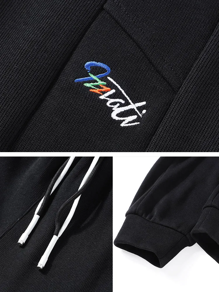 Black Grey Embroidery Jogger Sweatpants