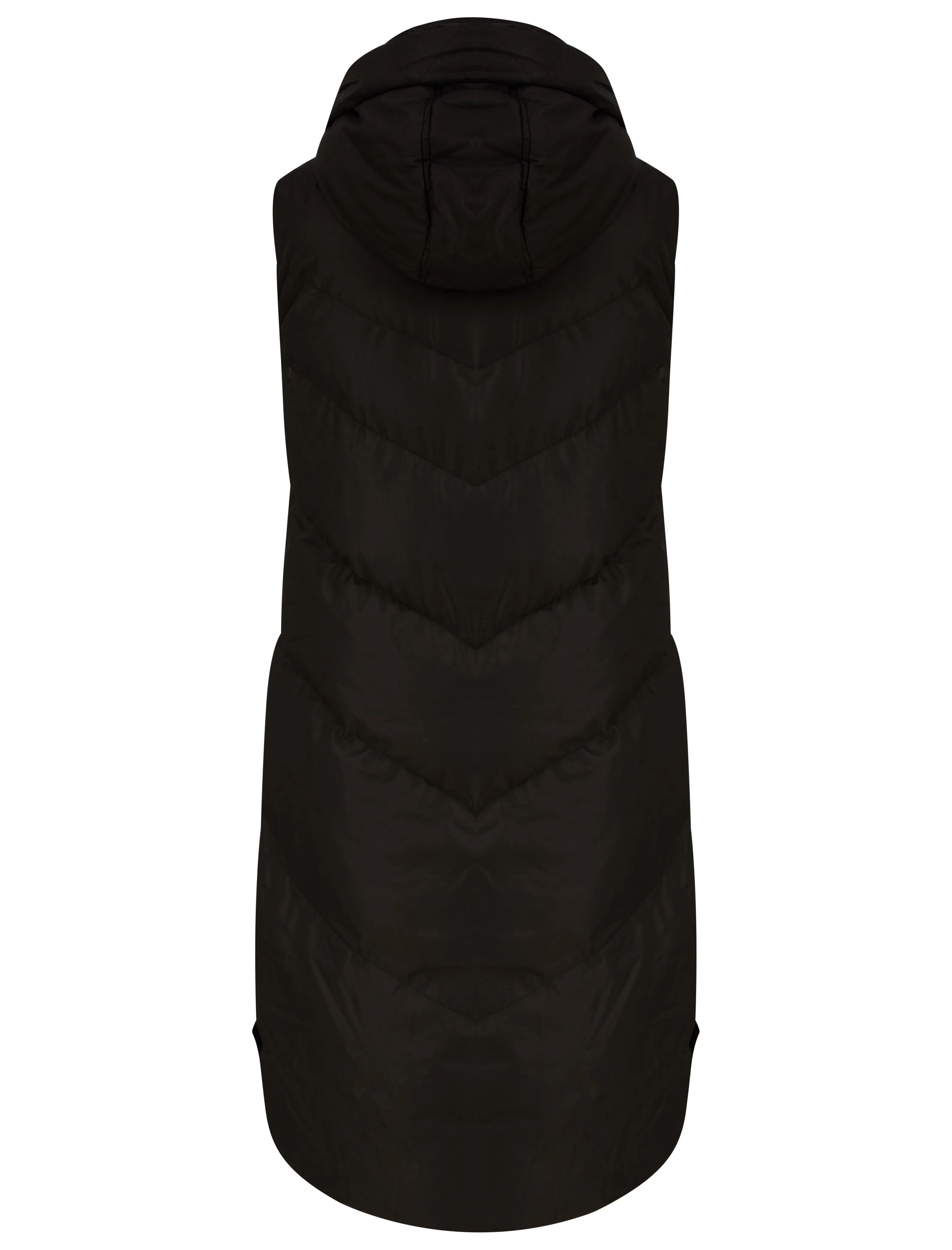 BLACK HOODED ZIP UP GILET