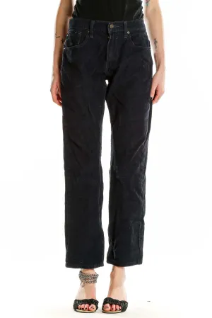 Black Straight Leg Corduroy Pants