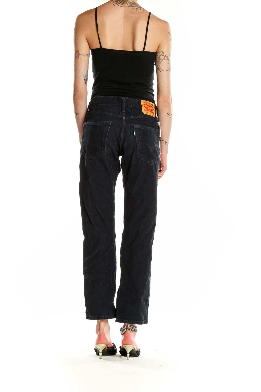 Black Straight Leg Corduroy Pants