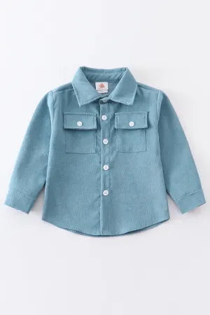 Blue corduroy blue button down shirt