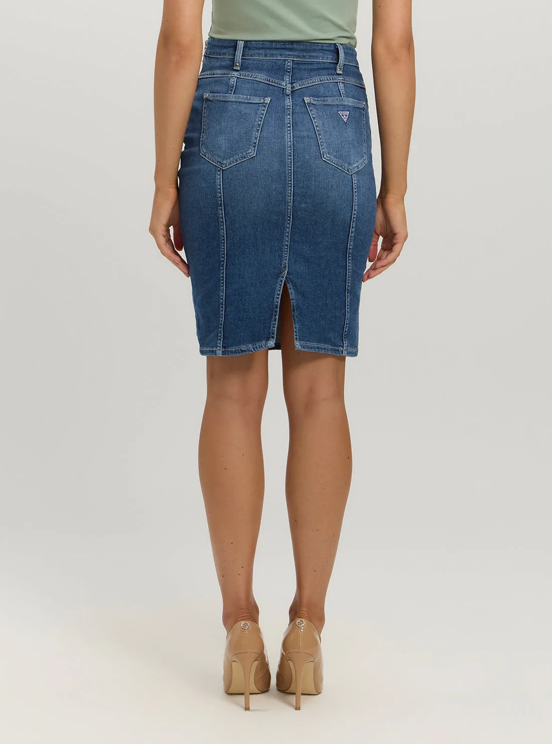 Blue Denim Amie Midi Skirt