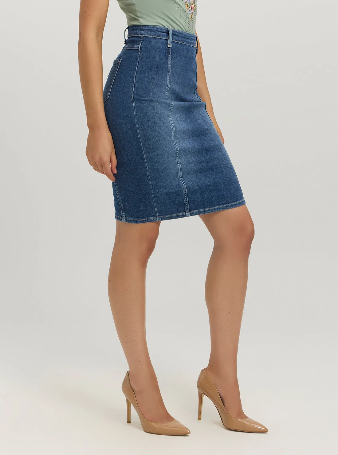 Blue Denim Amie Midi Skirt