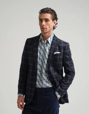 Blue Windowpane Check Jacket