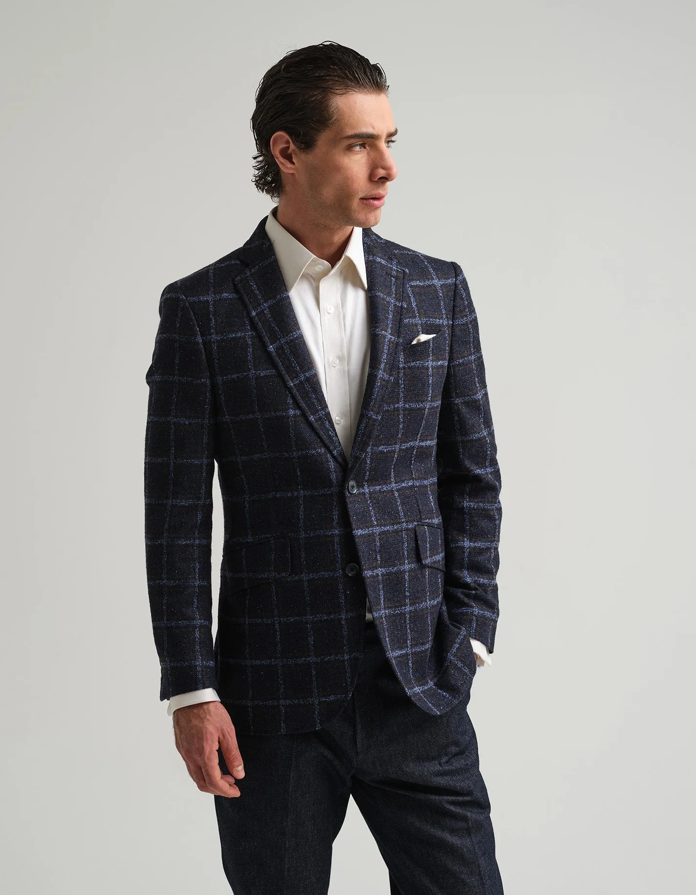 Blue Windowpane Check Jacket