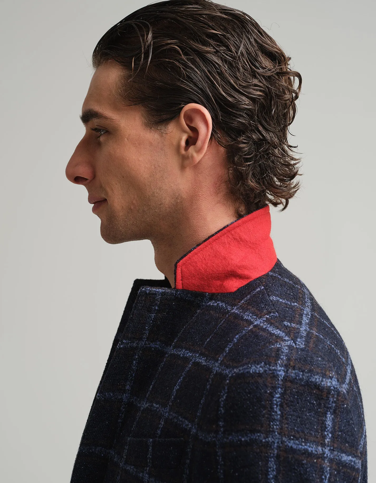 Blue Windowpane Check Jacket