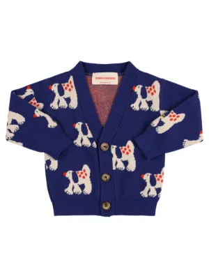 Bobo Choses   Dog print organic cotton knit cardigan 