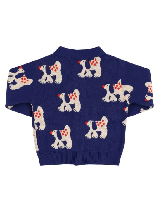 Bobo Choses   Dog print organic cotton knit cardigan 