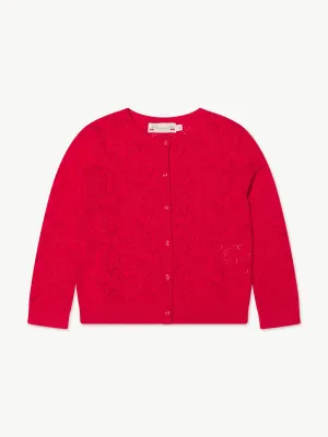 Bonpoint Girls Knitted Cardigan in Red