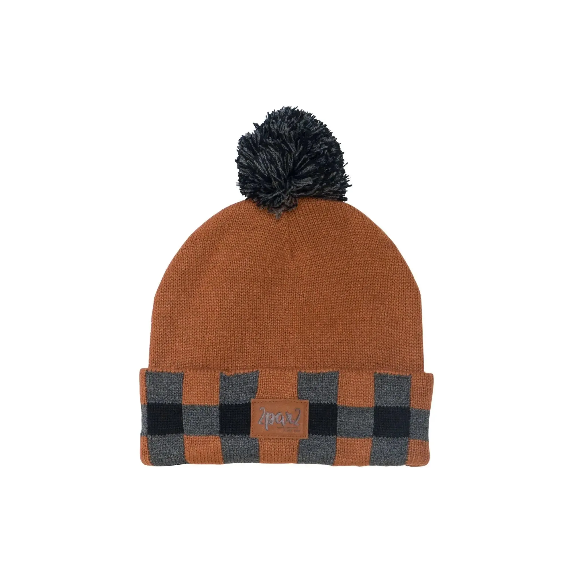 Boys' Knit Hat With Checked Print Brown - Glazed Ginger | DEUX PAR DEUX