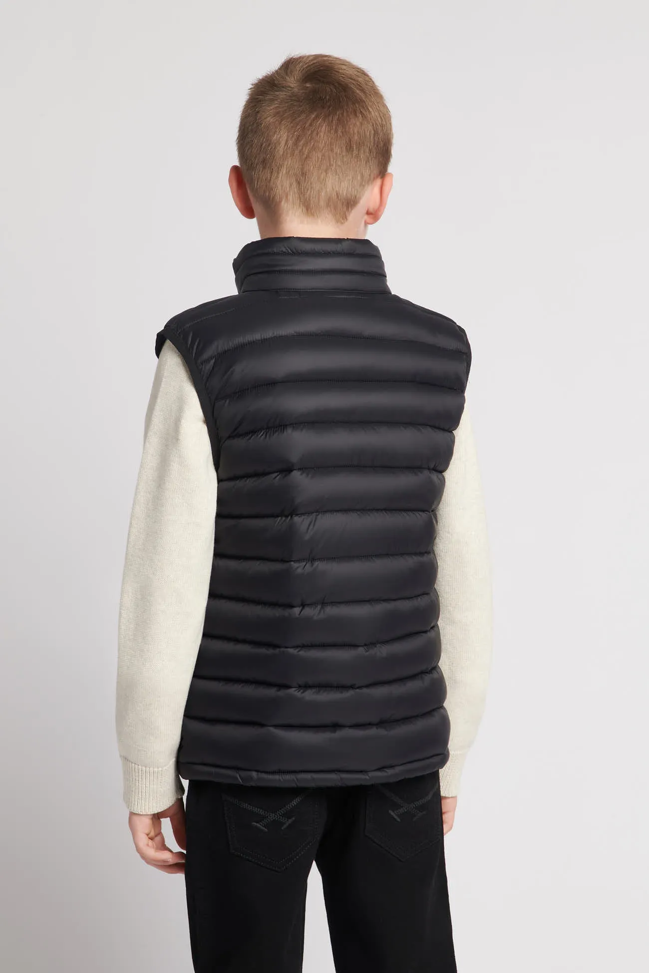 Boys Lightweight Quilted Tape Gilet in Black