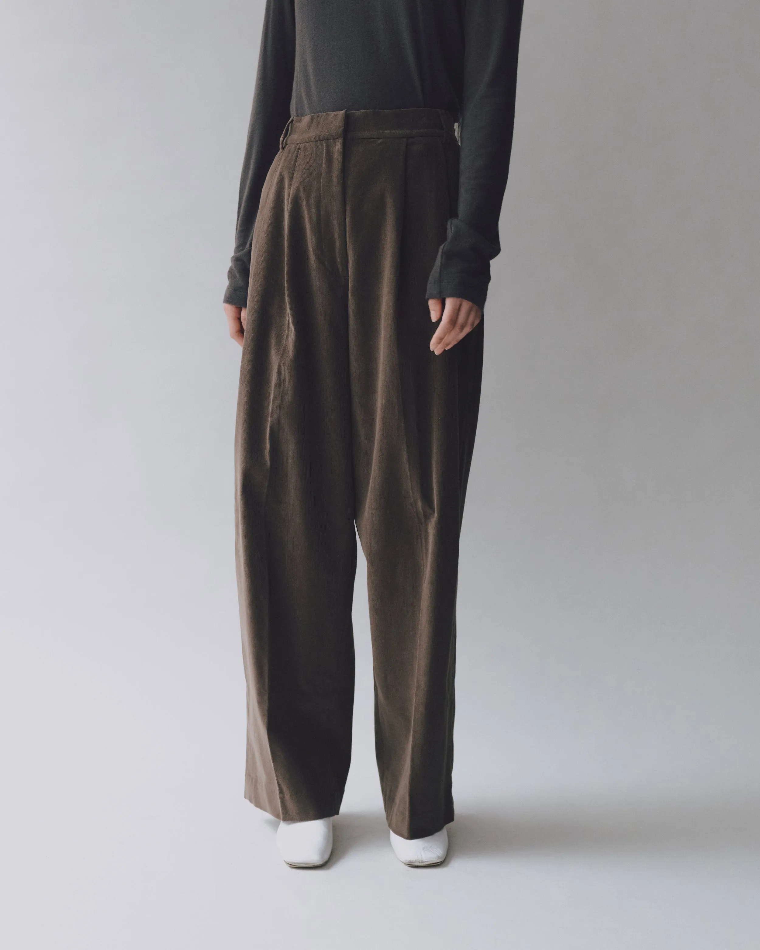 Brown Corduroy Wide Leg Pants