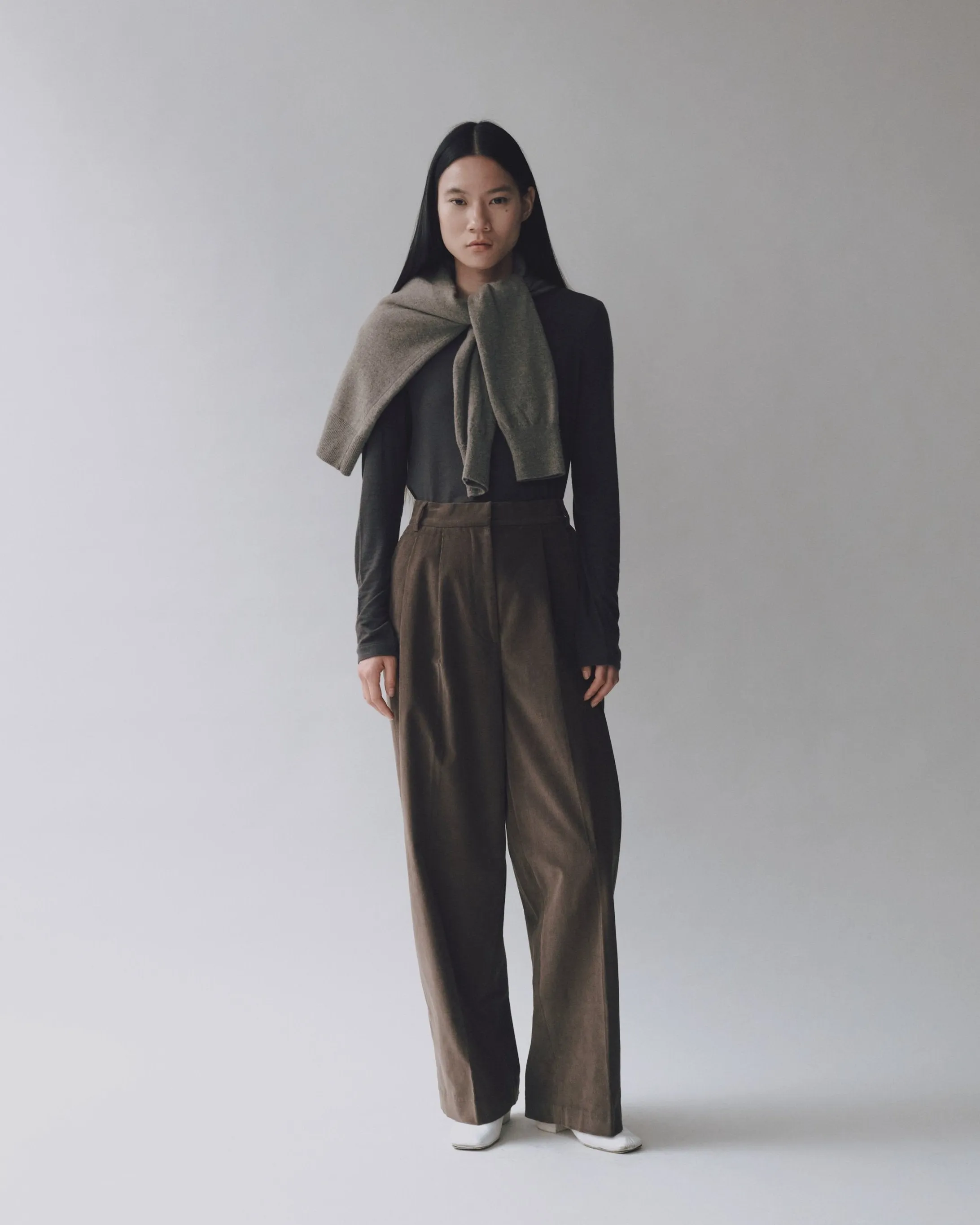 Brown Corduroy Wide Leg Pants