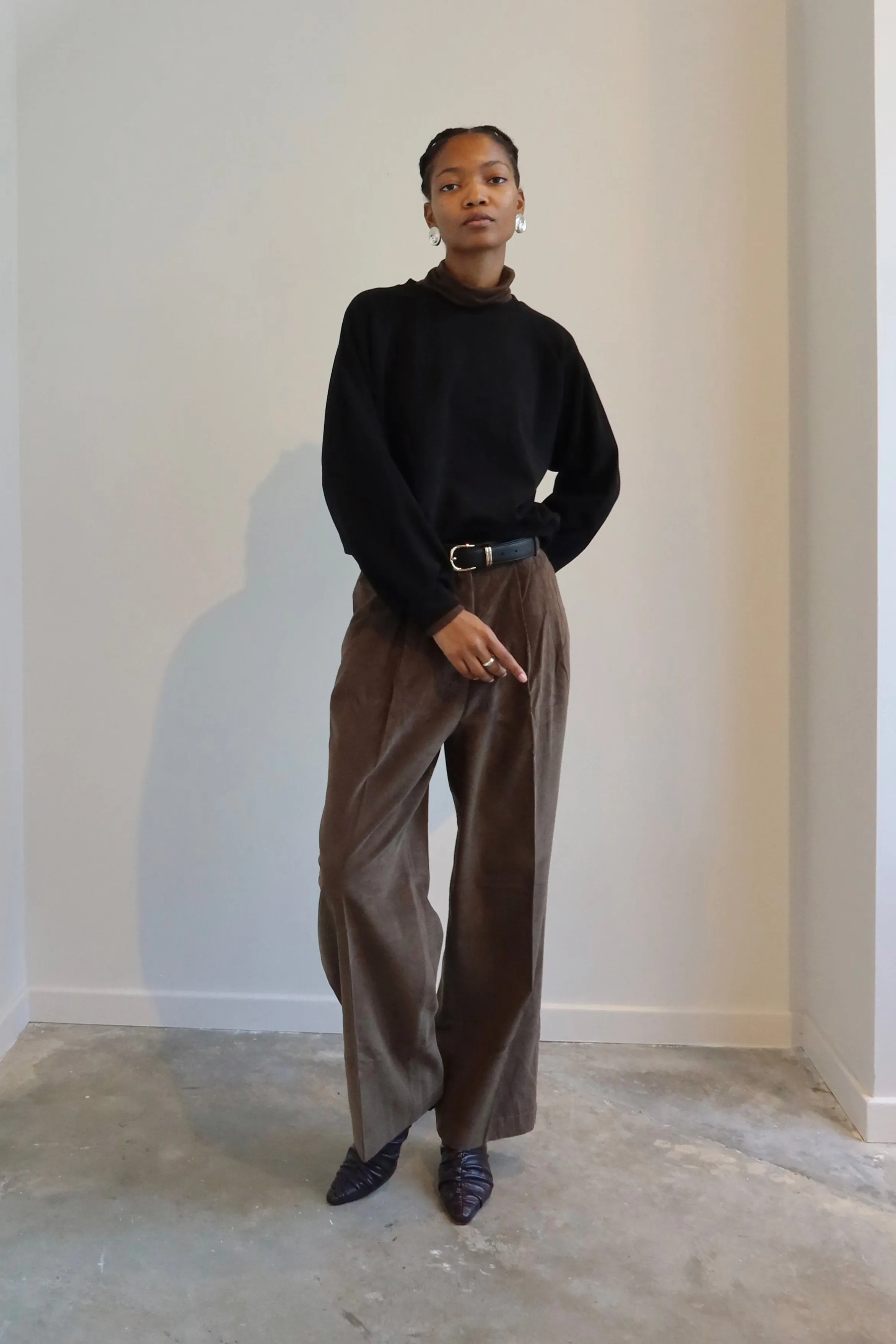 Brown Corduroy Wide Leg Pants