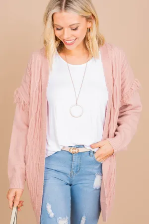 Call For Fun Pink Fringe Cardigan