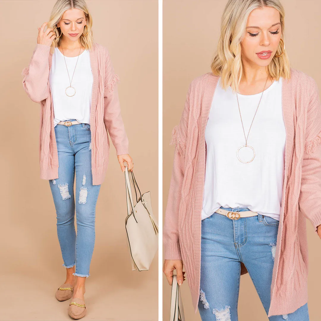 Call For Fun Pink Fringe Cardigan