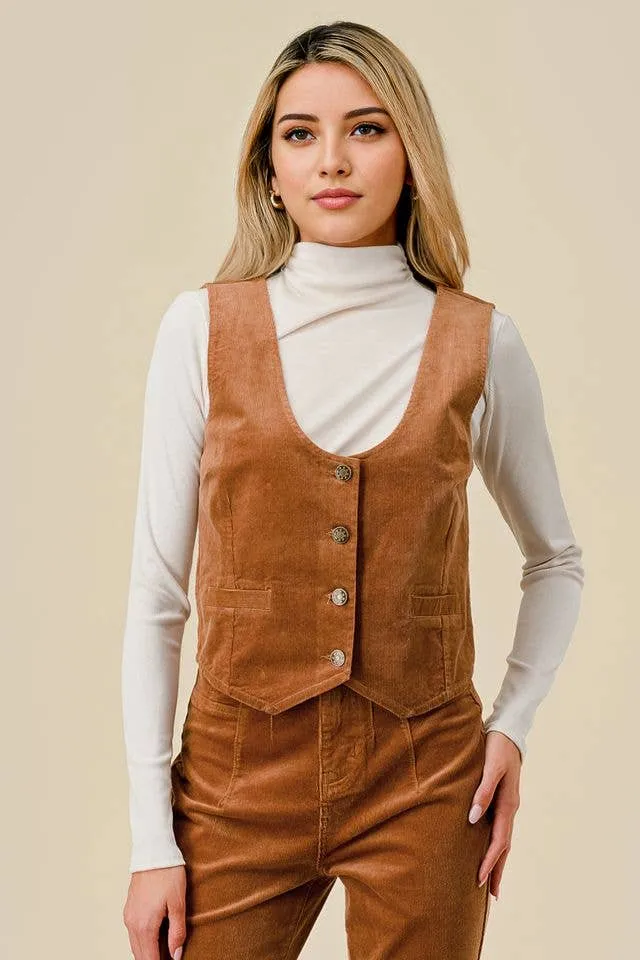 Camel Corduroy Vest