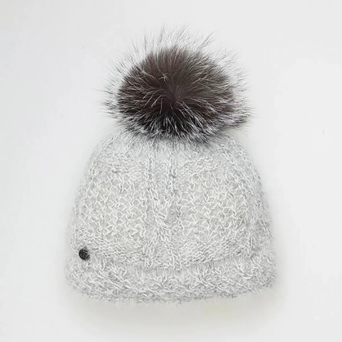 Canadian Hat | Vale | Angora Beanie with Upcycled Fur Pom