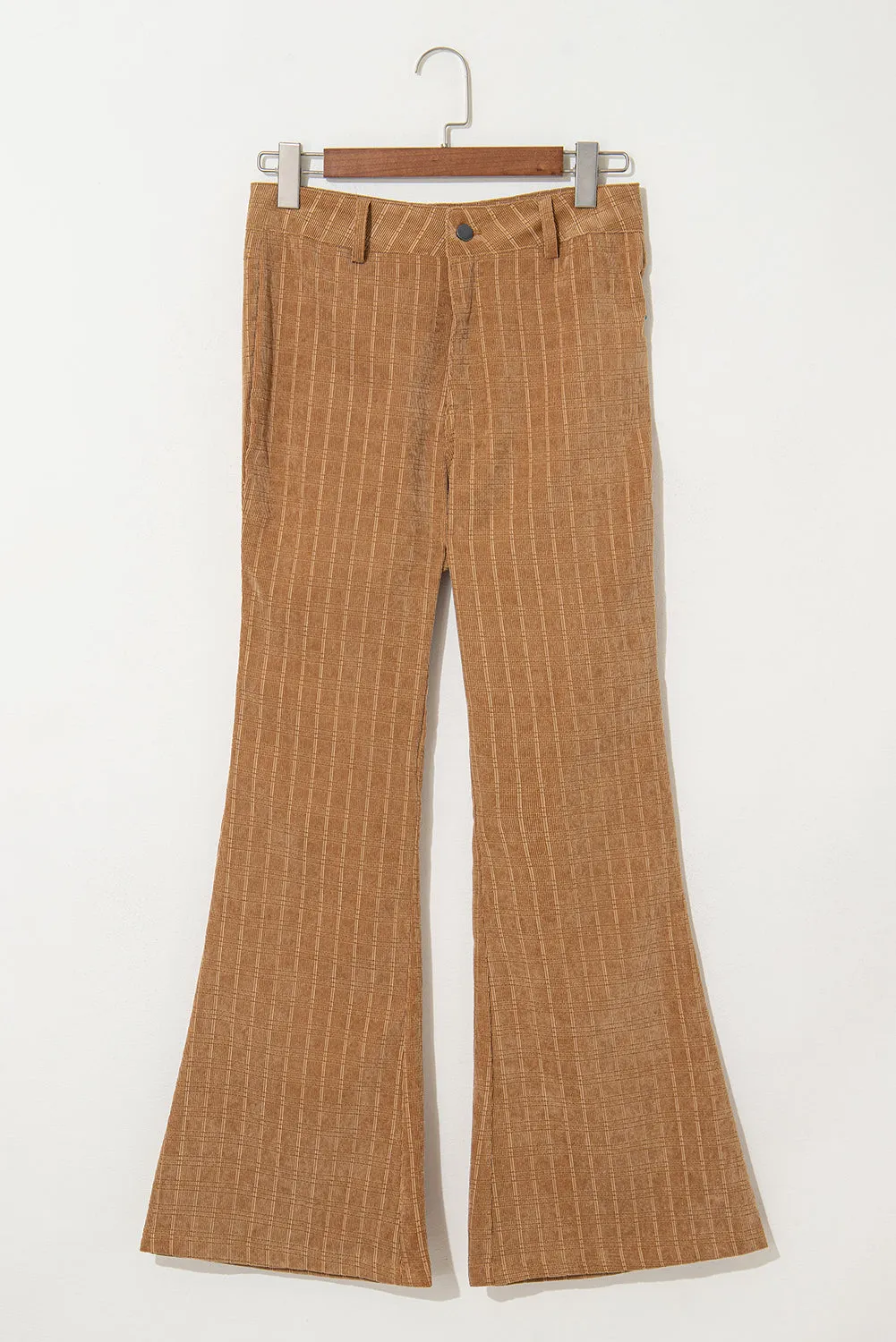 Checker Corduroy High Waist Pants