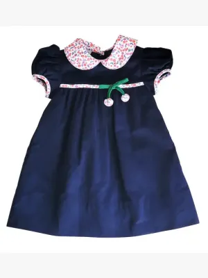 Cherries on Navy Blue Corduroy Float Girl dress