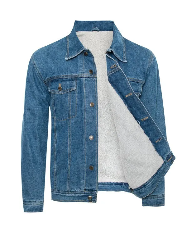 CLASSIC MEN'S DENIM JACKET with SHERPA LINING