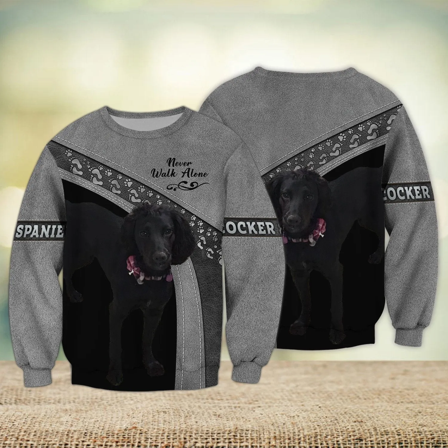 Cocker Spaniel Love Grey Never Walk Alone 3D Full Print Sweatshirt Christmas Shirts