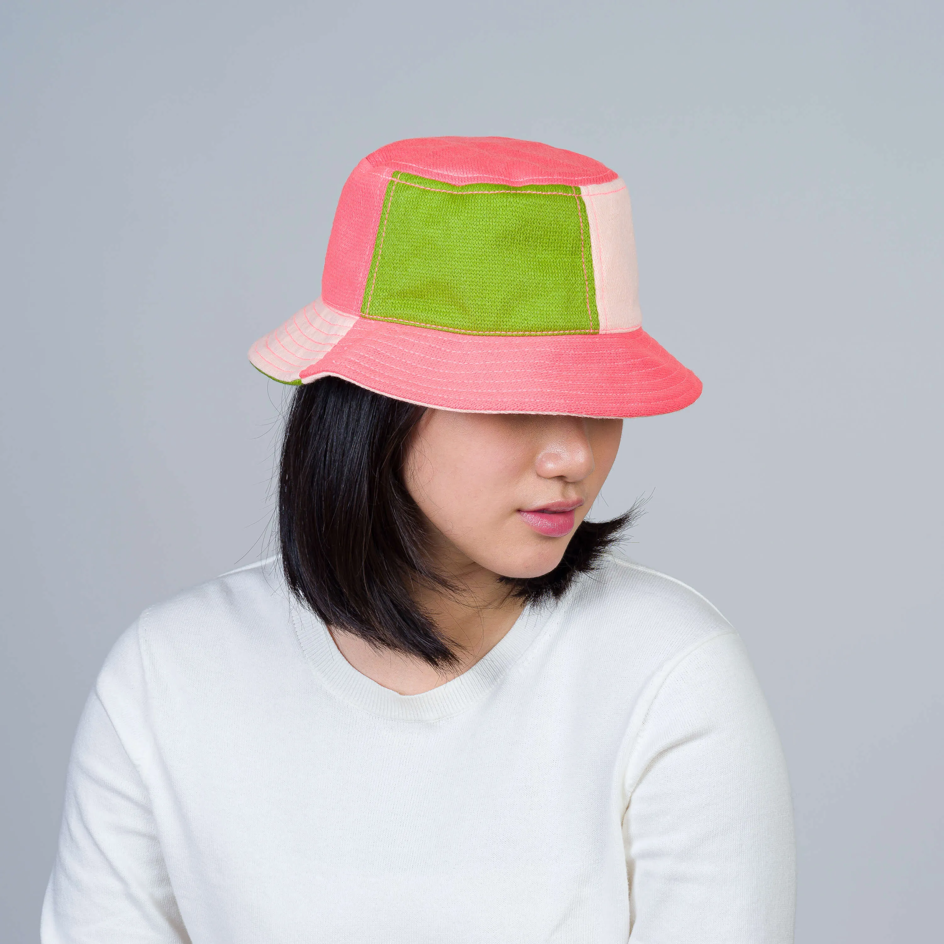 Colorblock Knit Bucket Hat