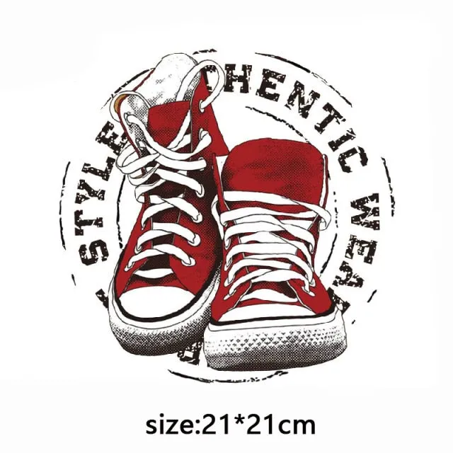 Cool shoes Iron on transfer for clothing iron on vinyl transfer logo patch badge stickers on clothes fabric thermo applique diy