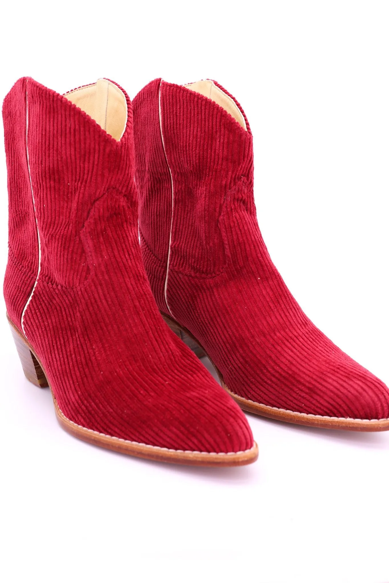 CORDUROY RED BOOTIES LINNEAH