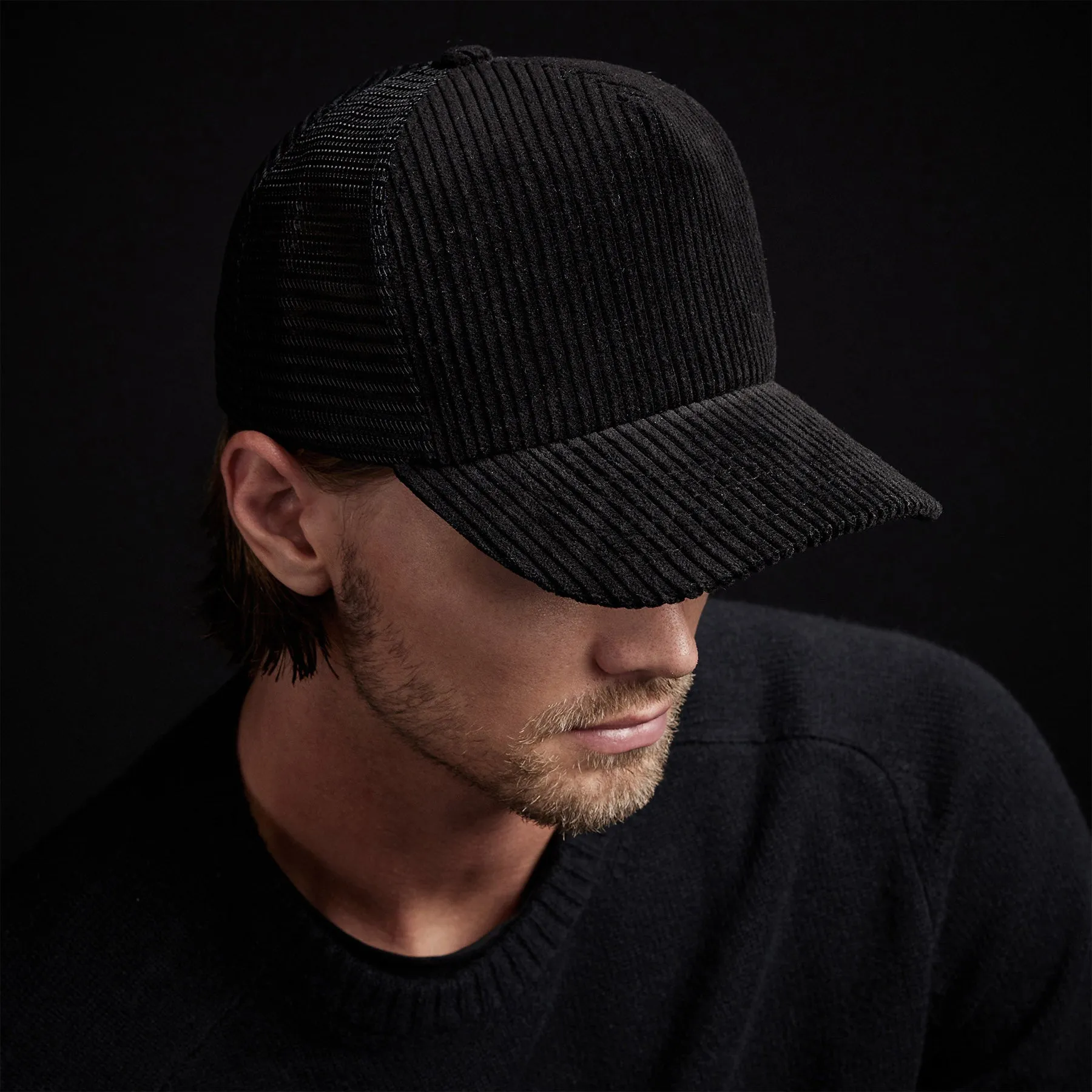 Corduroy Trucker Hat - Black