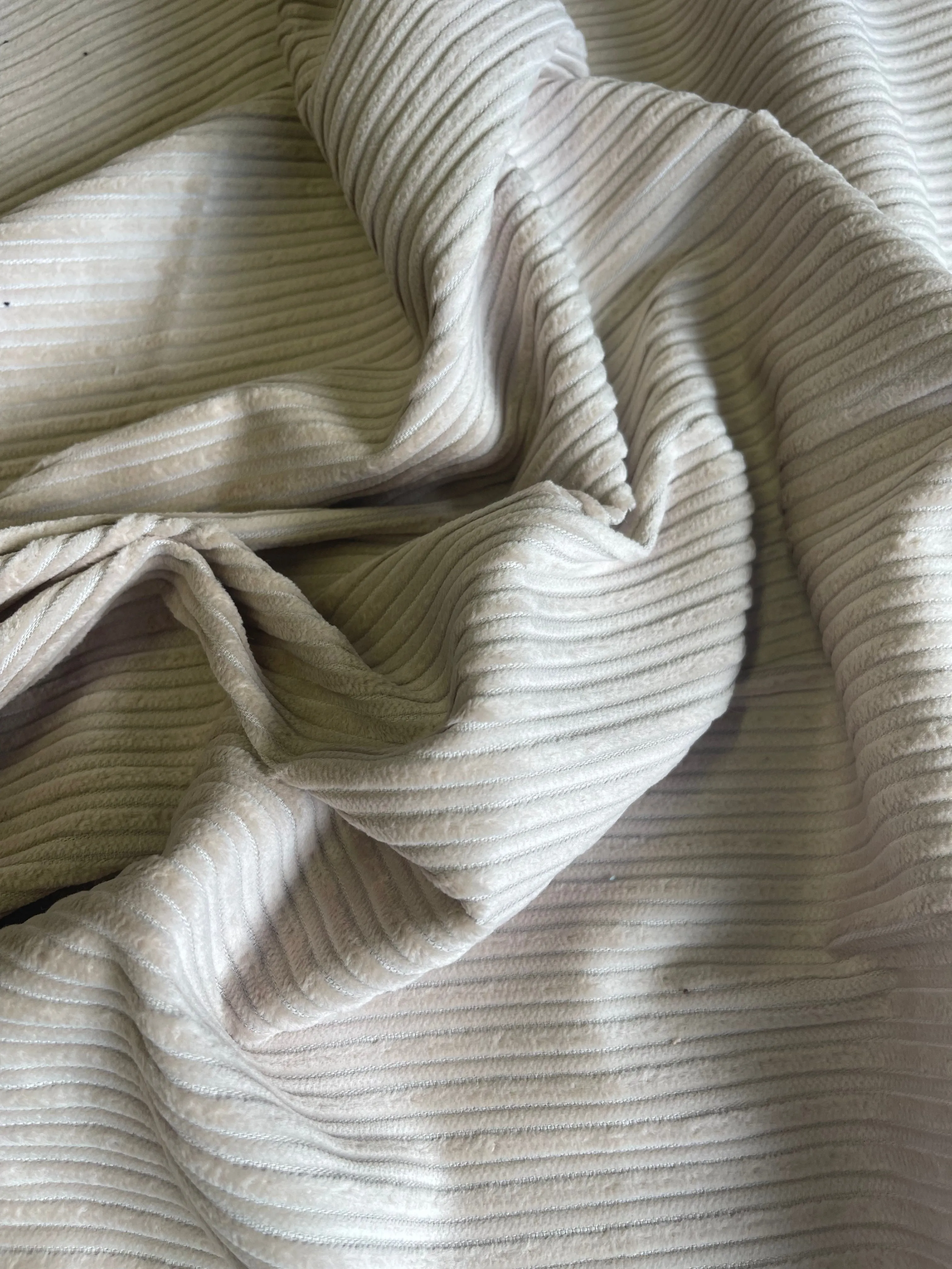 CREAM / IVORY OFFCUT  - 2.25m - Jumbo Corduroy Fabric 6 Wale Cord - CLEARANCE