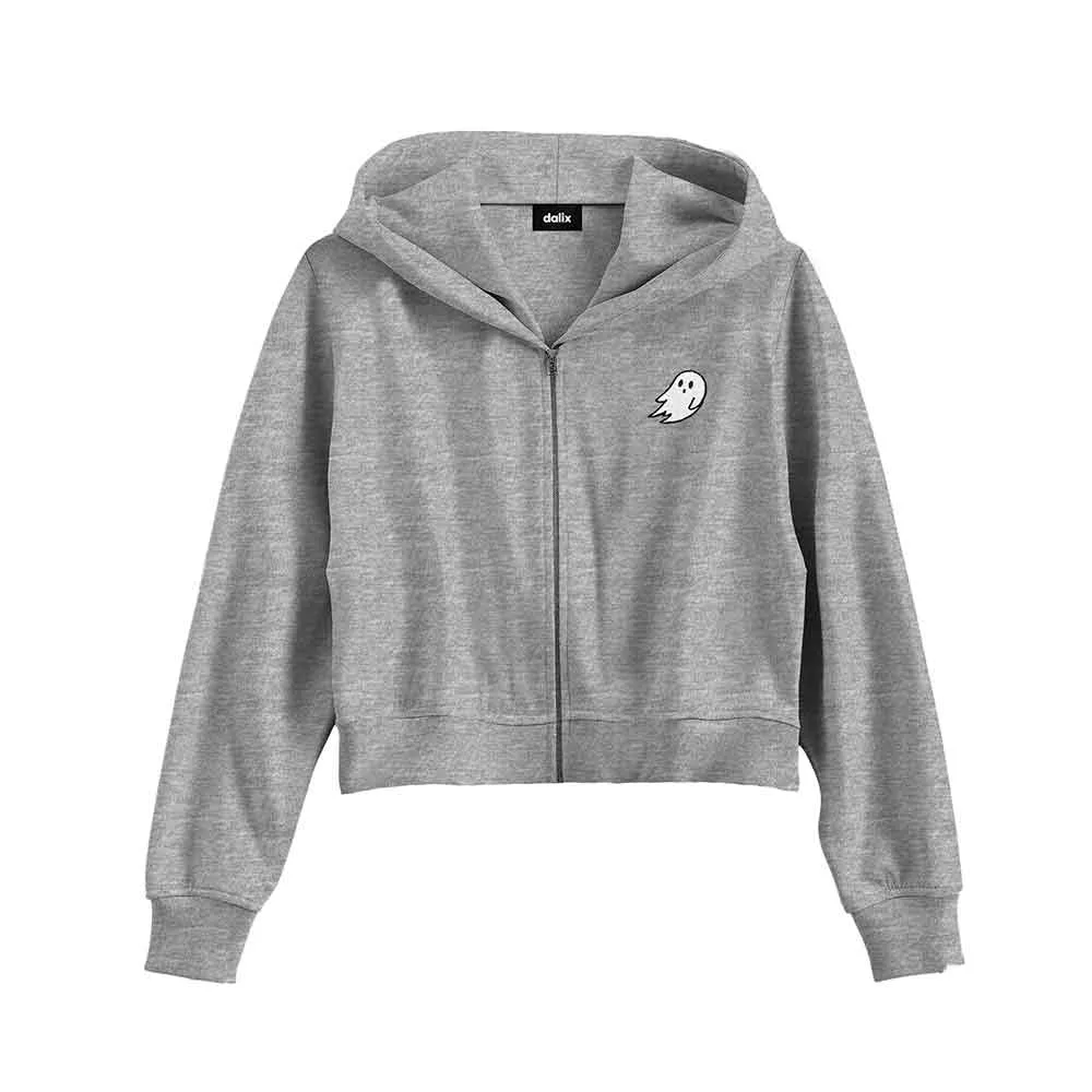 Dalix Ghost Cropped Zip Hoodie