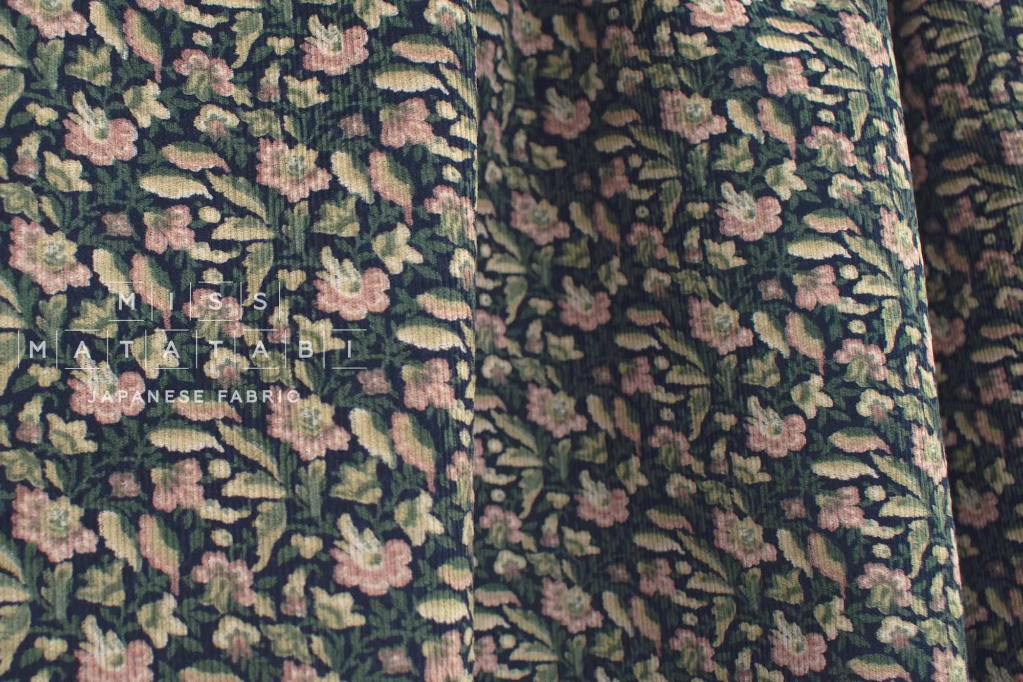 DEADSTOCK Ripple Corduroy Green Floral