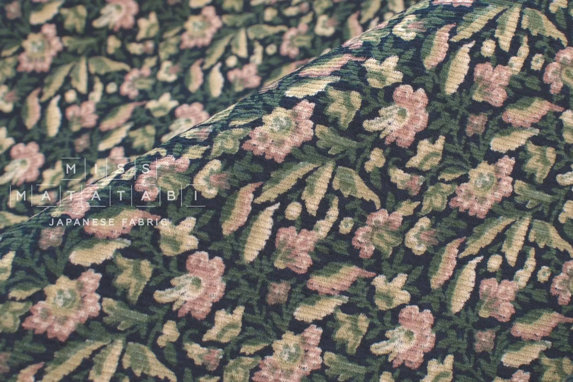 DEADSTOCK Ripple Corduroy Green Floral