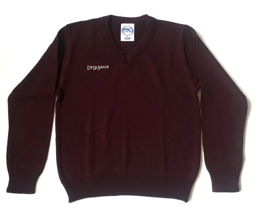 DeLaSalle High School Burgundy V-Neck Sweater