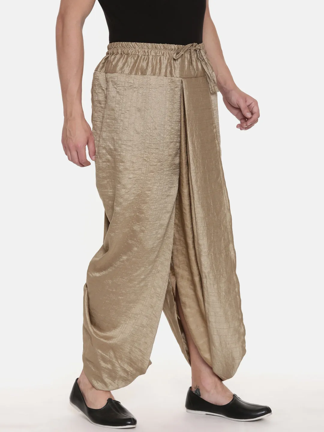 Designer Dhoti Pants in Gold Slub Silk - MMDHOTI010